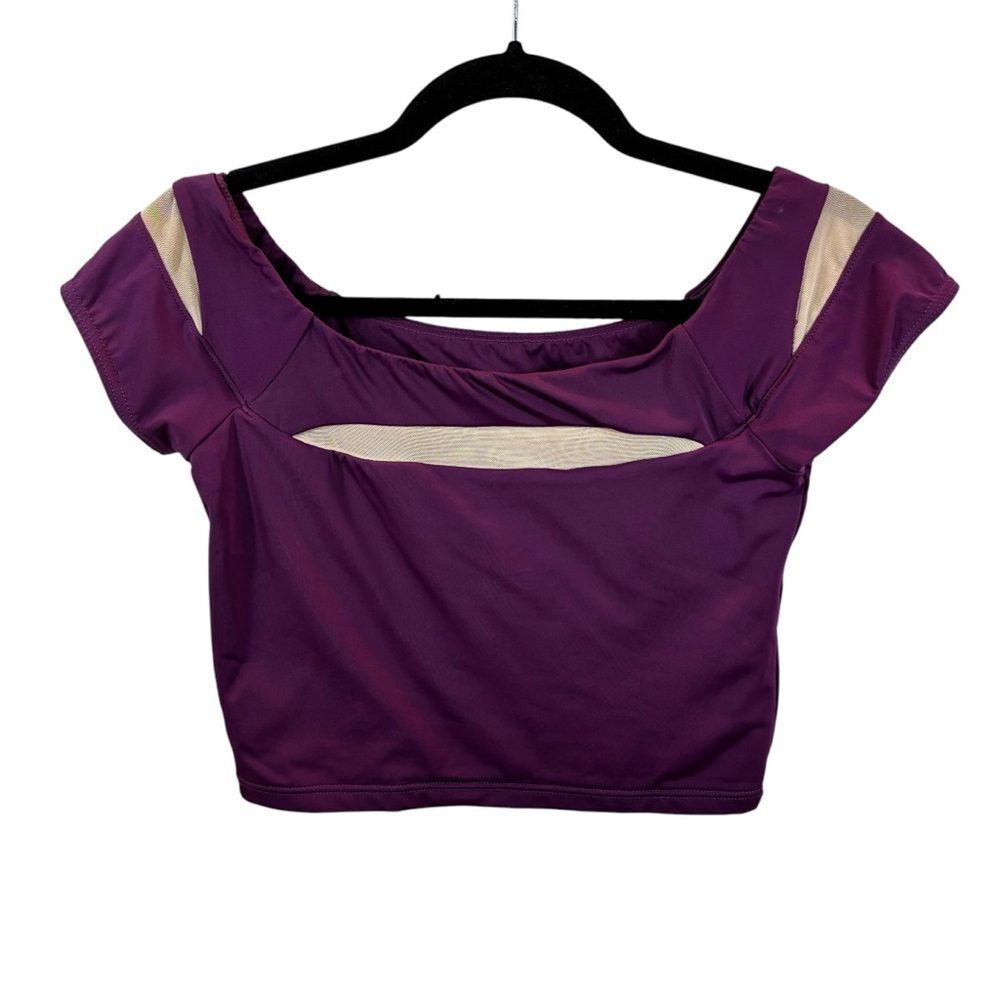 Balera Dance Ladies Burgundy and‎ Nude Cropped Dance Top Size Medium